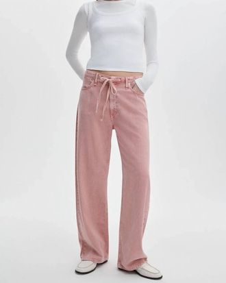 Rag & Bone Phoebe Drawstring Wide-Leg Jeans In Raspberry Stone