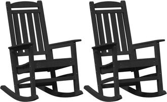 vidaXL Garden Rocking Chair 2 pcs Black 70 x 92 x 108cm Plastic Vidaxl