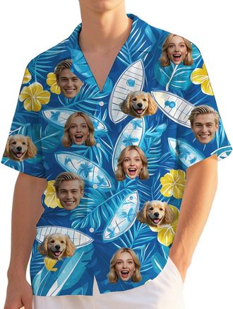 Generic Custom Hawaiian Shirt with Face,Personalised Halloween Hawaiian Shirts for Men Men,Funny Hawaiians Shirts for Mens,Personalised Gifts