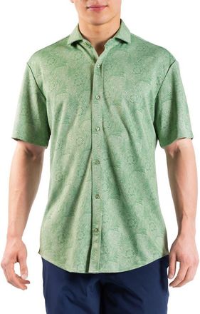 Tailorbyrd Tropical Short Sleeve Button-Up Shirt in Moss Green at Nordstrom Rack, Size Xx-Large