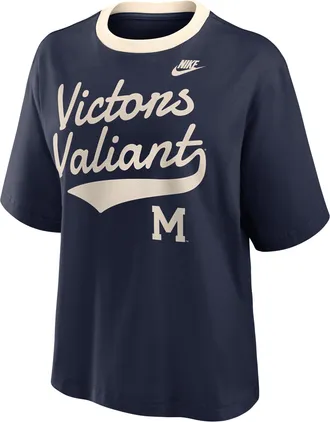Nike Michigan Legacy Fight Song Boxy Nike Womens College T-Shirt in Blue | 01CM0DKNMWV-U0X