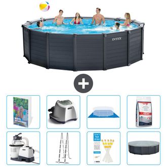 Intex Piscina Graphite Panel Redonda - 478x124 Cm - 9-piezas S649