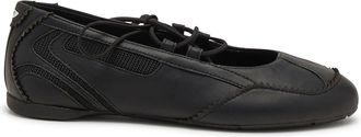 Diesel D-Mile - Lace-up ballerina flats in leather and mesh - Flats - Woman - Black