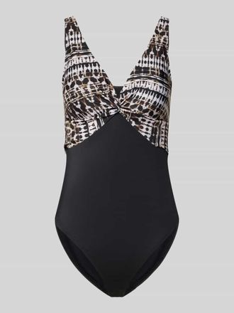 Dorina Badeanzug mit V-Ausschnitt Modell TOGO MAGO in Black, Gr&ouml;&szlig;e XXL