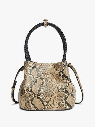 Tommy Hilfiger Convertible Snake Print Leather Bucket Bag