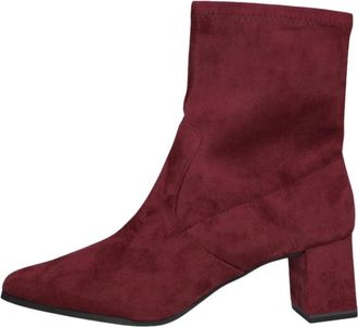 Stefano Lauran Enkellaars 25354 - Dames - Laarzen met Hak - Rood - 38 EU - Su&egrave;de - Schoenen