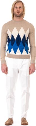 Ballantyne Diamond Cotton-Cashmere Crewneck Sweater