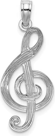 Diamond2Deal 14k Gold Textured Treble Clef Charm Pendant