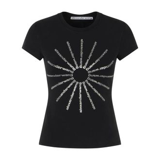 Alexander Wang Fitted Tee with Hotfix Pinwheel Graphic - female - Alexander Wang - T-Shirts - Black - XS - Tops