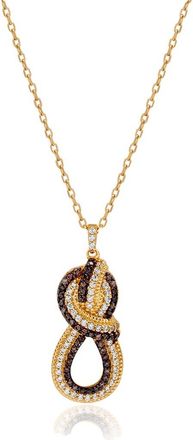 Suzy Levian Twisted Knot Cubic Zirconia Pendant Necklace in Brown at Nordstrom Rack