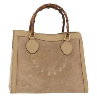 Gucci Pre-owned Tote Bags, female, Beige, Size: ONE SIZE Pre-owned Vintage Suede Tote Bag