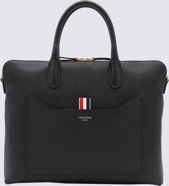 Thom Browne Black Leather Top Handle Bag