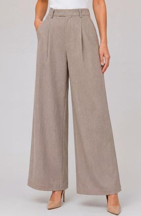 Liverpool High Waist Pleated Wide Leg Ankle Pants in Khaki Melange at Nordstrom, Size 10