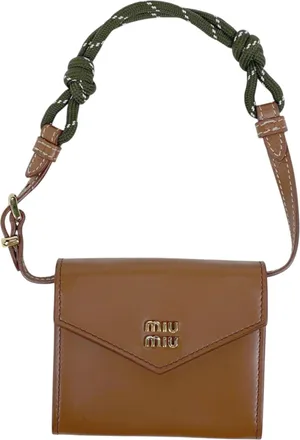 Miu Miu Brown Leather Chain/Shoulder Wallet (Pre-Owned)