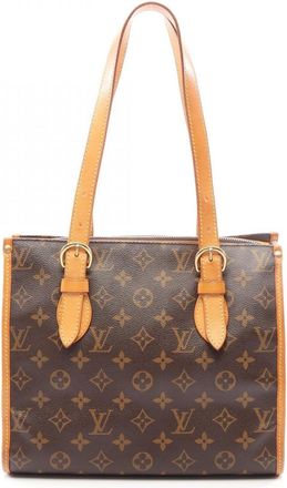 Louis Vuitton Brown Monogram Coated Canvas Leather Handbag Tote Bag (Pre-Owned)