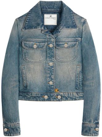 Courrèges Giacca denim Trucker con ricamo - Blu