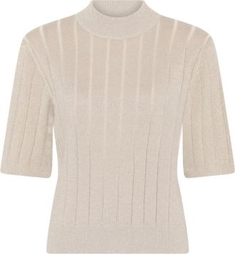Bruuns Bazaar Anemonesbbglady Gebreide Trui Zand Lurex - Dames - Ronde hals truien - Beige - XS - Truien & Vesten