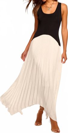Ramy Brook Davina Knit Combo Pleated Maxi Dress In Ivory