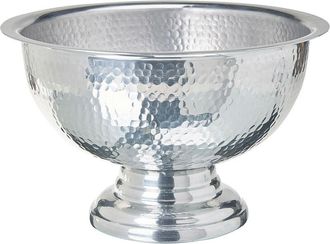 Beliani Cubitera De Metal Plateado Martillado Hecho A Mano Cuenco Decorativo Glamour Comedor Tiwanaku