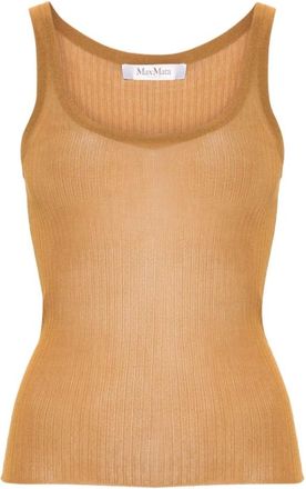 Max Mara Tops, Dames, Bruin, M, Zijden Tanktop