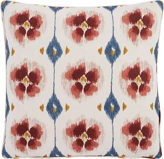 Ballard Designs Cesta Floral Ikat Pillow Cover - Raspberry - Ballard Designs
