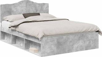 vidaXL Estructura De Cama Concreto 140 X 200 Cm Madera De Pino Macizo Vidaxl