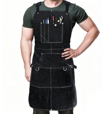 OEM Delantal De Trabajo, Resistente Al Calor, Con 6 Bolsillos, Ajustable, Unisex, Mec&aacute;nico, Taller, Regalo Para El D&iacute;a Del Padre O Cumplea&ntilde;os, Marr&oacute;n