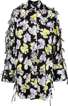 Msgm Black Puff Sleeve Cotton Shirt Dress