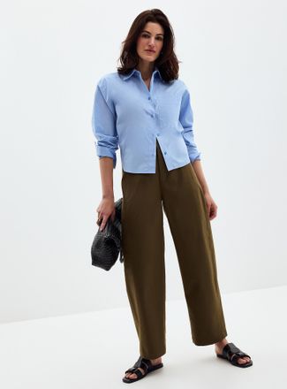 Contemporaine Womens Cotton-lyocell chino pant Fit: Barrel leg, high rise