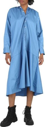 Maison Margiela Ladies Prussian Blue Asymmetric Cotton Shirt Dress, Brand Size 36 (US Size 2)