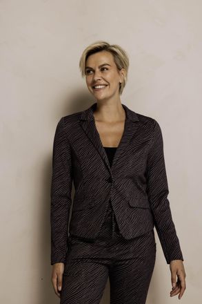 Zhrill Kurzblazer ZHRILL BETSY, Damen, Gr. S, grau, Web, Obermaterial: 78% Polyester, 18% Viskose, 4% Elasthan, bedruckt, tailliert taillenlang, Rundhals, Bl