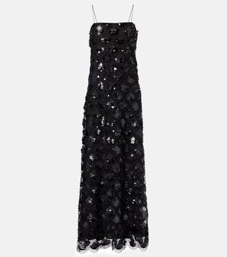 Rotate Sequined scalloped maxi dress