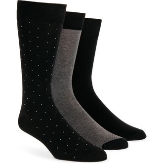 Lorenzo Uomo Assorted 3-Pack Cotton Blend Dress Socks in Black at Nordstrom Rack