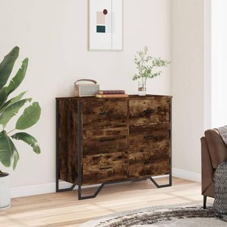 Berkfield Home Decorative Chest of Drawers Smoked Oak 91x35.5x74.5 cm Engineered wood in Brown