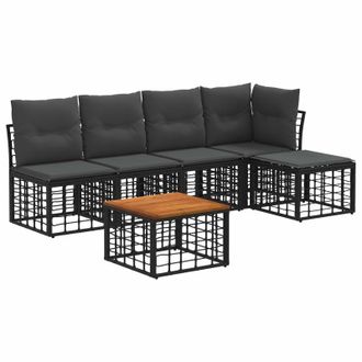 vidaXL Conjunto De Sof&aacute;s De Exterior 6 Pcs Negro Y Gris Oscuro Vidaxl