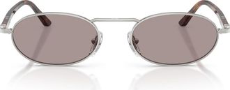 Persol 55mm Rectangular Sunglasses in Silver /Violet at Nordstrom