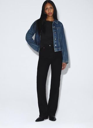 Dr. Denim Moxy High Straight Jeans in Solid Black at Nordstrom, Size X-Large