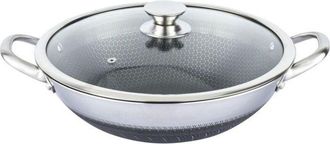 OEM Wok 36cm - Cheffinger - Nido De Abeja - Inox 18/10 - Tapa De Vidrio - Anti-rayaduras
