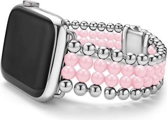 Lagos Smart Caviar Infinite Pink Ceramic Apple Watch Watchband in Pink/Silver at Nordstrom, Size 7