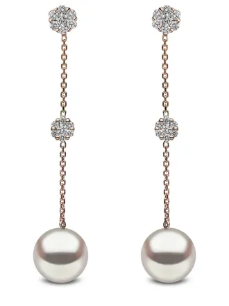 Yoko London 18kt rose gold freshwater-pearl and diamond earrings - women - 18kt Rose Gold/Freshwater Pearl/Diamond - OS - Pink