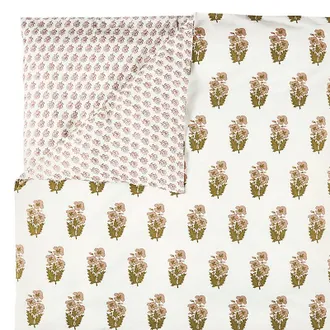 Ballard Designs Leila Block Print Duvet Cover - Woodrose, Queen - Ballard Designs