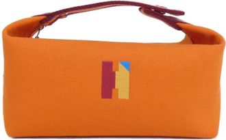 Herm&egrave;s Orange Canvas Pouch (Pre-Owned)