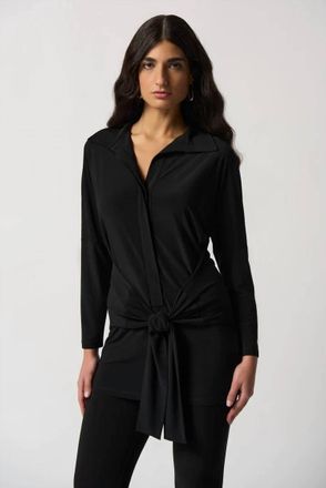 Joseph Ribkoff Skyler Silky Knit Tie Front Tunic In Black