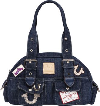 True Religion Multi-Patch Denim Satchel