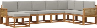vidaXL Conjunto De Sof&aacute;s De Exterior 8 Uds. Natural Y Gris Claro Vidaxl