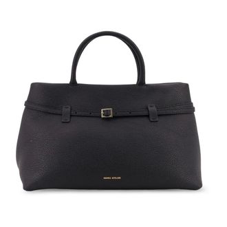 Manu Atelier Handbags, female, Black, Size: ONE SIZE Black Leather Handbag with Metal Buckle