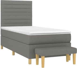vidaXL Vidaxl - Cama Box Spring Con Colch&oacute;n Tela Gris Oscuro 90x200 Cm