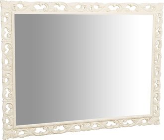Biscottini International Biscottini - Espejo De Pared De Colgar De Madera Con Acabado Blanco Antiguo Hecho En Italia