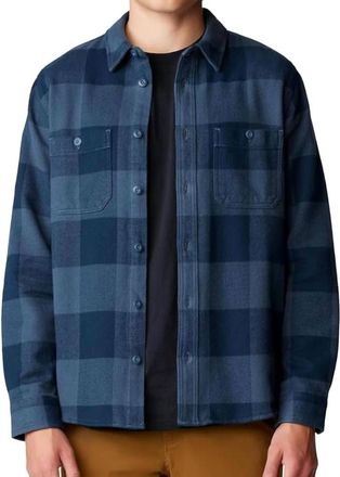 Mountain Hardwear Mens Plusher Long Sleeve Shirt In Moon Blue Tatanka