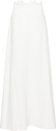 Ermanno Scervino broderie-anglaise long skirt - women - Cotton/Polyester/Linen/Flax - 42 - White